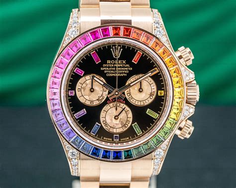 rolex oyster rainbow rosegold|Rolex 18 ct dial.